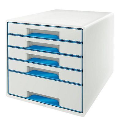 Schubladenbox Leitz 5214 WOW, 5 Schubladen, weiß/ blau