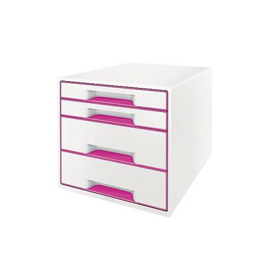 Schubladenbox Leitz 5213 WOW, 4 Schubladen, weiß/ pink