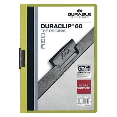 Klemmmappe Durable Duraclip 2209, A4, Fassungsvermögen: 60 Blatt, grén