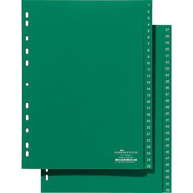 Register Durable 6157 1-52, A4, aus Kunststoff, 52 Blatt, grün