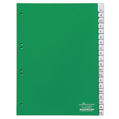 Register Durable 6200, A-Z, A4, aus Kunststoff, 20 Blatt, grün