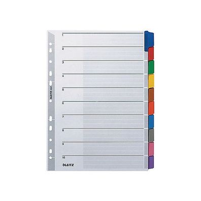 Register Leitz 4321, blanko, A4, aus Karton, 10 Blatt, weiß