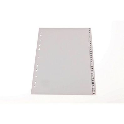 Register Perma 105925, 1-31, A4, aus Kunststoff, 31 Blatt, grau