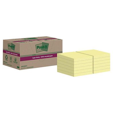 Haftnotizen 3M Post-it 622, recycelt, 47,6x47,6mm, 70 Blatt, gelb, 12 Stück
