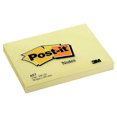 Haftnotizen Post-it 657, 76x102mm, 100 Blatt, gelb, 12 Stück