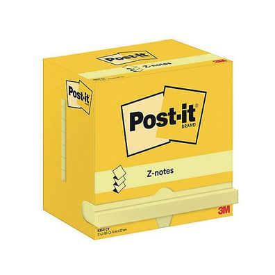 Post-It R350Y Notes, 76x127mm, Z-Faltung, Gelb, 12 Stéck