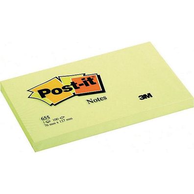 Haftnotizen Post-it 655, 76x127mm, 100 Blatt, neongelb, 6 Stück