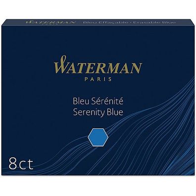Tintenpatronen Waterman Large S0110860, für Füllfederhalter, blau, 8 Stück