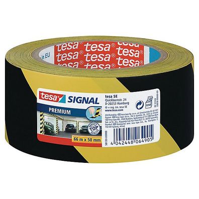 Klebeband Tesa 58130, Signalband, PVC, 50mm x 66m, gelb/ schwarz