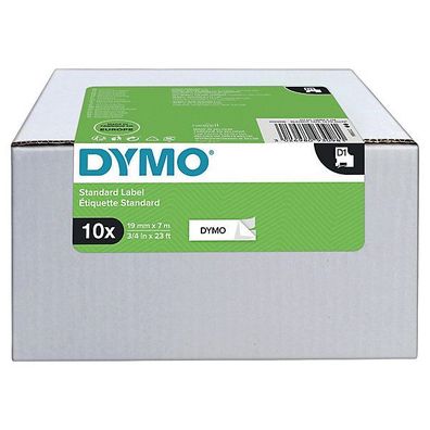 Dymo D1 Schriftband 19mm x 7 m, schwarz/ weiß, 10 Stück