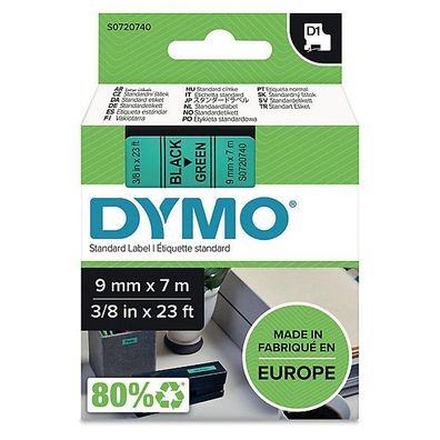 Schriftband Dymo D1 40919, Breite: 9mm, schwarz auf grün