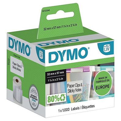 Etikettenband Dymo Vielzwecketiketten, 57x32mm (LxB), weiß, 1000 Stéck