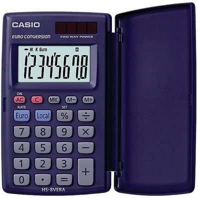 Taschenrechner Casio HS-8VER, 8-stellig, Solar-/ Batteriebetrieb, schwarz
