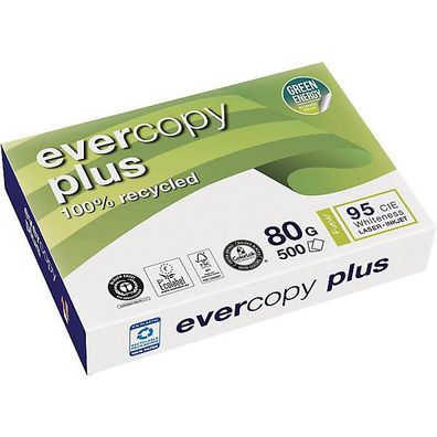 Kopierpapier Recycling Evercopy Plus 50048, A4, 80g, 95er-Weiße, 500 Blatt