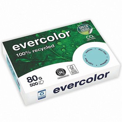 Kopierpapier Evercolor 400, A4, 80g, hellblau, 500 Blatt
