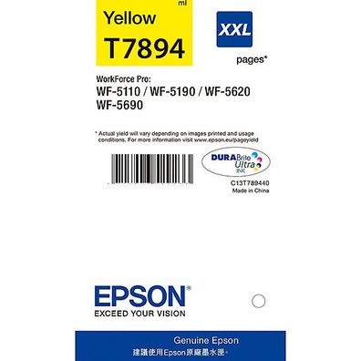 Tintenpatrone Epson T789440, Reichweite: 4.000 Seiten, gelb