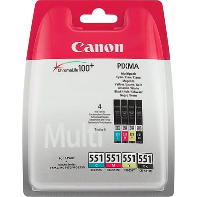 Tintenpatrone Canon 6509B009 - CL-551, Inhalt: 4 x 7 ml, 4farbig
