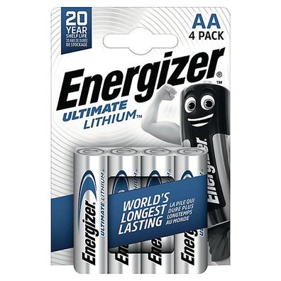 Batterie Energizer 629611, Mignon, FR06/ AA, 1,5 Volt, Ultimate Lithium, 4 Stéck