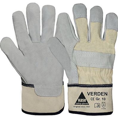Handschuhe Hase Verden, Leder, Größe 11, grau/ beige, 1 Paar