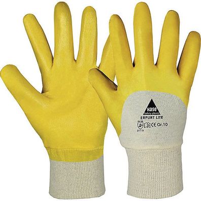 Mehrzweckschutzhandschuhe HASE Erfurt Lite, Nitril, Größe 10, gelb/ weiß, 1 Paar