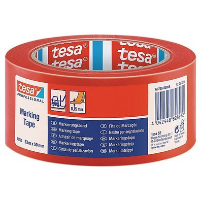 Bodenmarkierung Tesa 6070, PVC, 50mm x 33m, rot