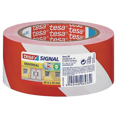 Warnband Tesa 58134, 50mm x 66m, PP, rot/ weiß