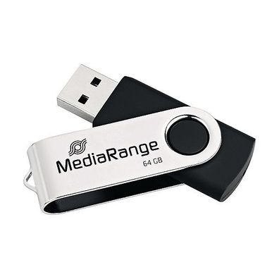 USB-Stick MediaRange, USB 2.0 Schnittstelle, 64GB Speicherkapazität, schwarz