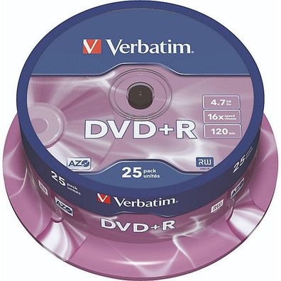 DVD+R Verbatim 43500, 4,7GB, Schreibgeschwindigkeit: 16x, Spindel, 25 Stück