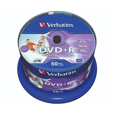 Verbatim DVD + R 50er Spindel printable 4,7GB 16fach InkWhite