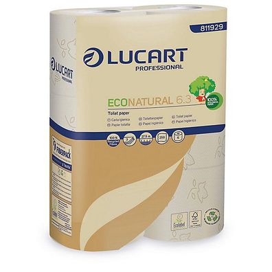 Toilettenpapier Lucart 811929 Econatural, Kleinrolle, 3-lagig, 250 Blatt, 30St
