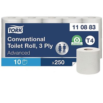 Toilettenpapier Tork 110883, 3-lagig, 250 Blatt, 10 Stück
