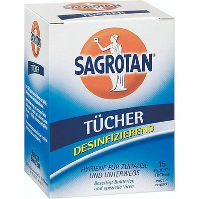 Desinfektionstücher Sagrotan 10001244, 130 x 195 mm, Ethanol 1,2g, 15 Stück