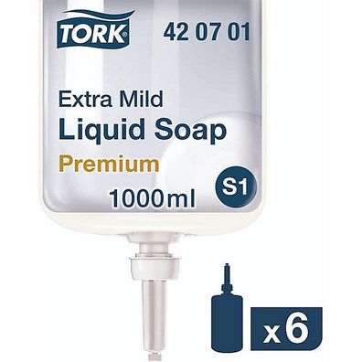 TORK Seifencreme Premium Extra Mild 420701, Nachféllung, weiß, 6 x 1 l