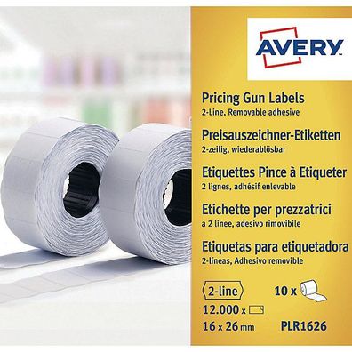 Etiketten Avery Zweckform PL162, 16 x 26mm (LxB), ablösbar, we, 10 x 1200 Stück
