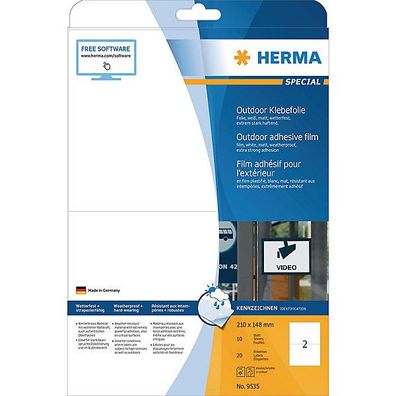 Outdoor-Folienetiketten Herma 9535, 210 x 148mm (LxB), weiß, 10 Stéck