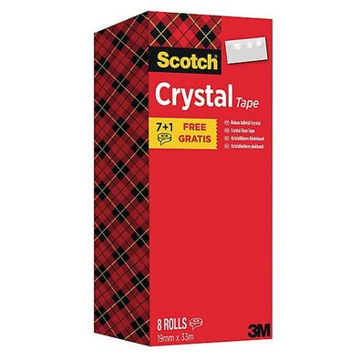 Klebefilm Scotch Crystal 6-1933R8, 19 mm x 33m, kristallklar, 8 Rollen Klebefilm
