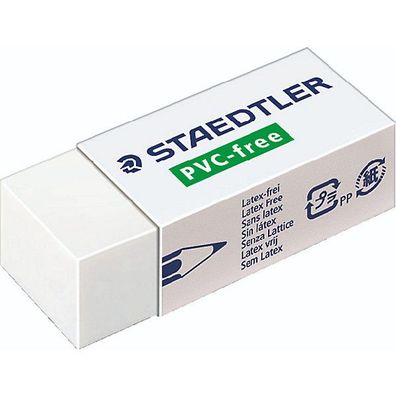 Staedtler Radierer PVC-free 525 B30, Kunststoffhélle, PP, 43 x 19 x 13 mm, weiß