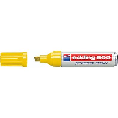 edding Permanentmarker 500 4-500005, nachféllbar, Keilspitze, 2 - 7 mm, gelb