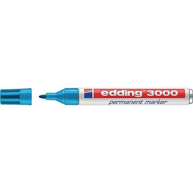 Permanentmarker edding 3000, Rundspitze, Strichstärke: 1,5-3mm, hellblau