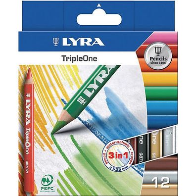Farbstift Lyra L3641121, Triple One, sortiert, 12 Stück