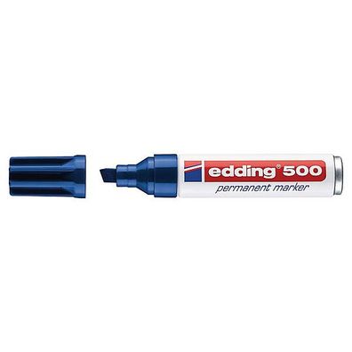 Permanentmarker edding 500, Keilspitze, Strichstärke: 2-7mm, blau