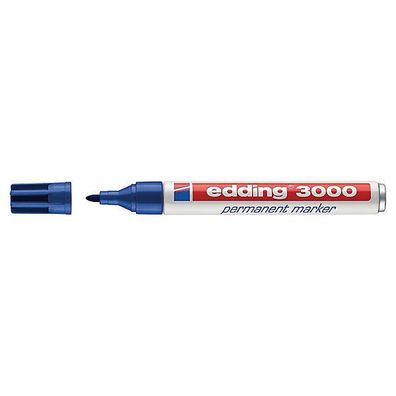 Permanentmarker edding 3000, Rundspitze, Strichstärke: 1,5-3mm, blau