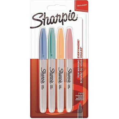 Sharpie Perm. Marker Rd. sp. 0,9 past-Fb 4St, je1x bl/ gn/ or/ pi Blister