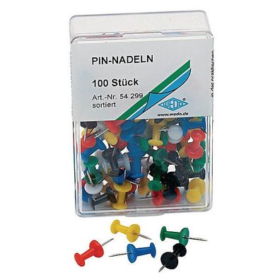 Pinnadeln Wedo 54299, Nadellänge: 12mm, farbig sortiert, 100 Stück