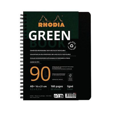 Recycling-Notizbuch Rhodiactive 119915C, A5 + , liniert, 90 g/qm, schwarz