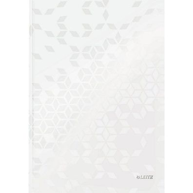 Notizbuch Leitz 4626 Wow, A4, kariert, glänzend laminiert, 80 Blatt, perlweiß