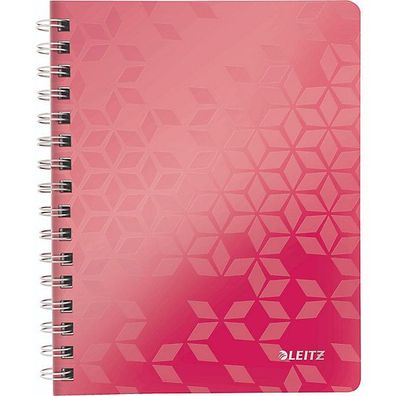 LEITZ WOW Wirebound Notebook PP COVER A5 RULED PINK