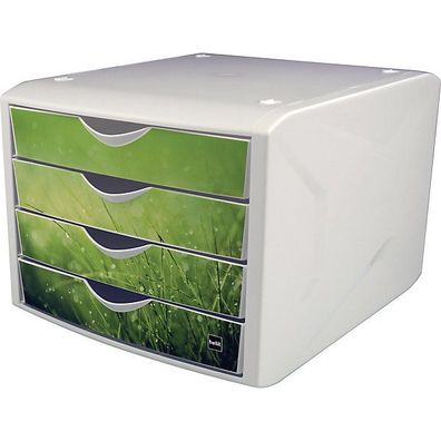 Schubladenbox Helit H6129650, 4 Schubladen, spring grün