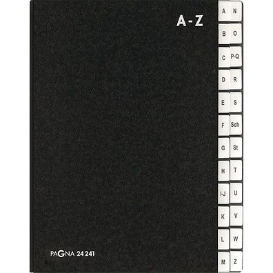 Pultordner Pagna 24241, Tabs A-Z, Einband aus Hartpappe, schwarz