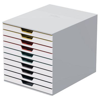 Schubladenbox Durable 763027 Varicolor, 10 Schubladen, A4, weiß/ bunt